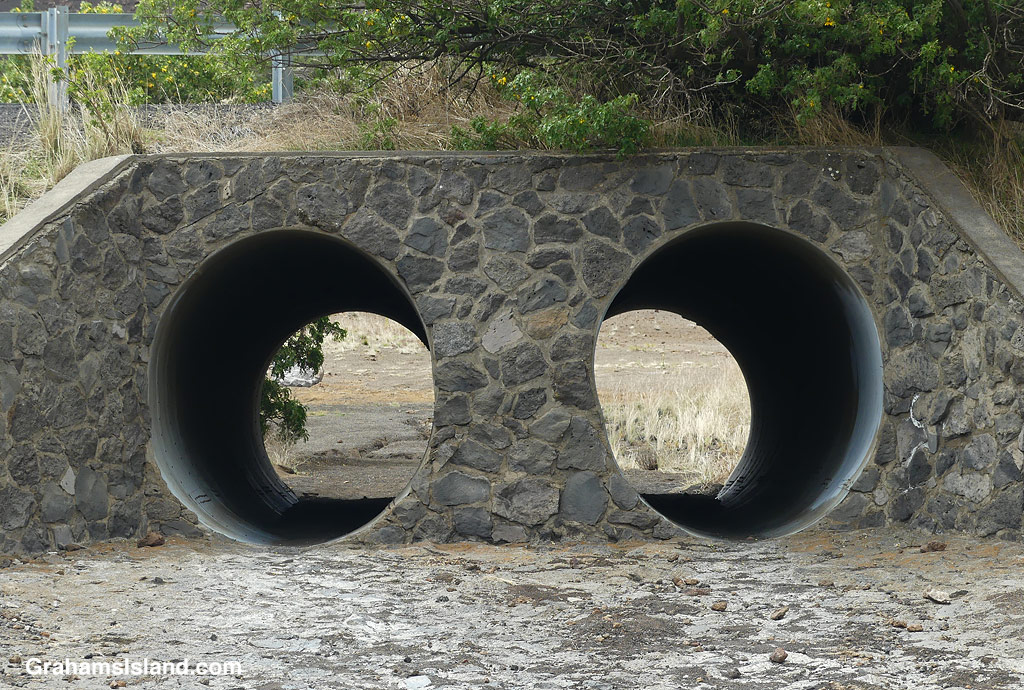 Floodwater conduits below the visitor center on Mauna Kea in Hawaii