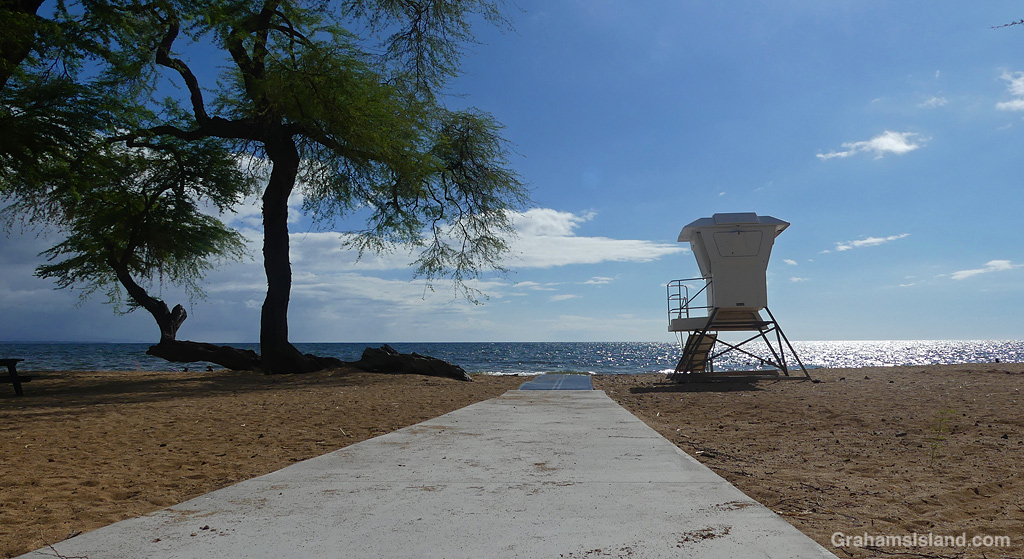 A walkway to the sea at Spencer Beach Park in Hawaii