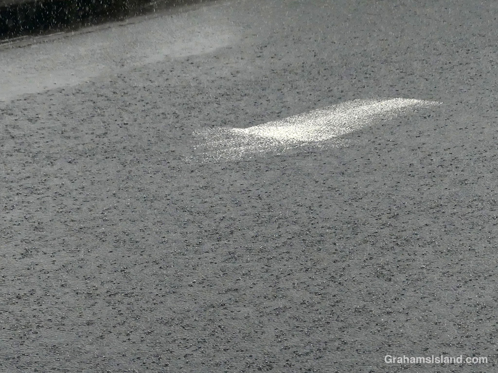 Rain at a parking lot in Kailua Kona, Hawaii