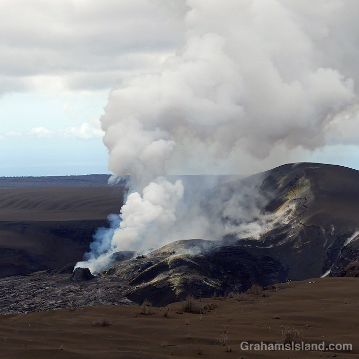 Smoke rising from active vents at Kilauea Volcano in Hawaii