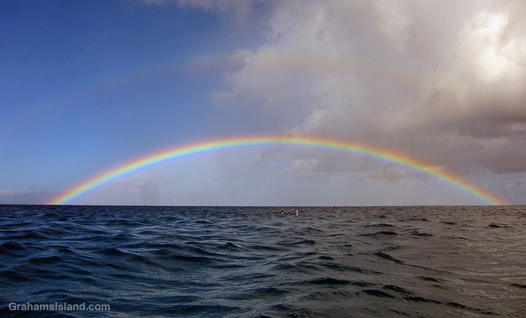 A rainbow over the water in Hawaii